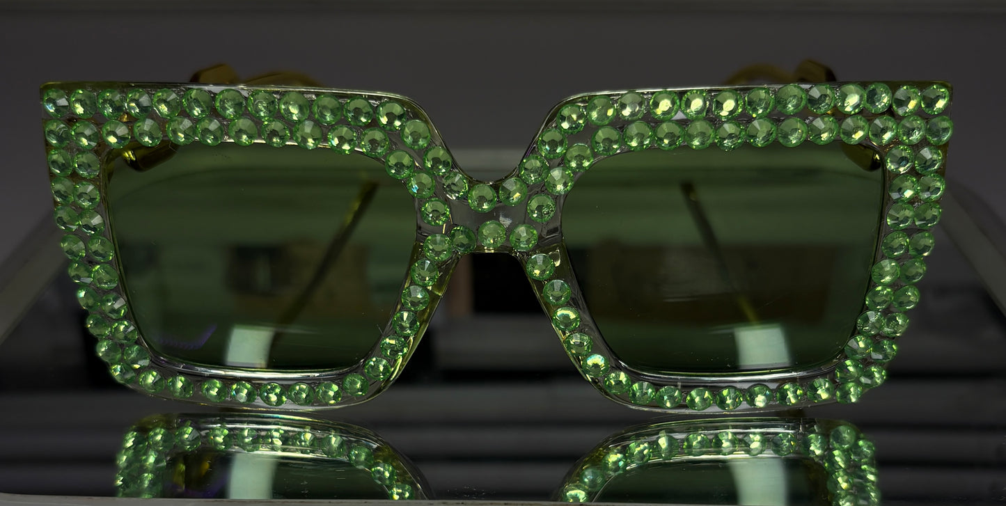 Green Rhinestone Glasses