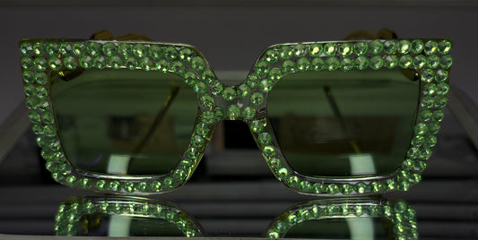 Green Rhinestone Glasses