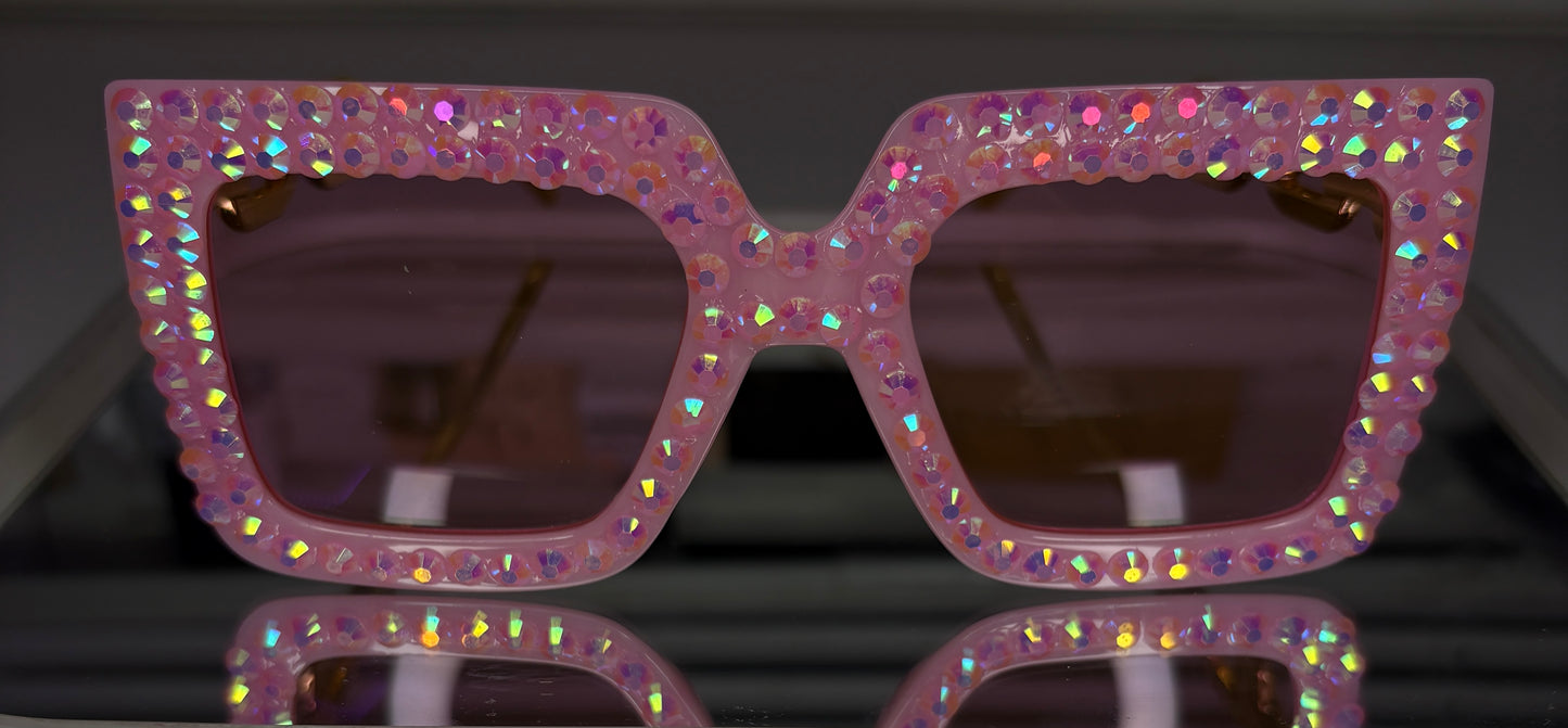 Baby Pink Rhinestone Glasses