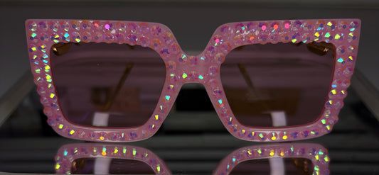 Baby Pink Rhinestone Glasses