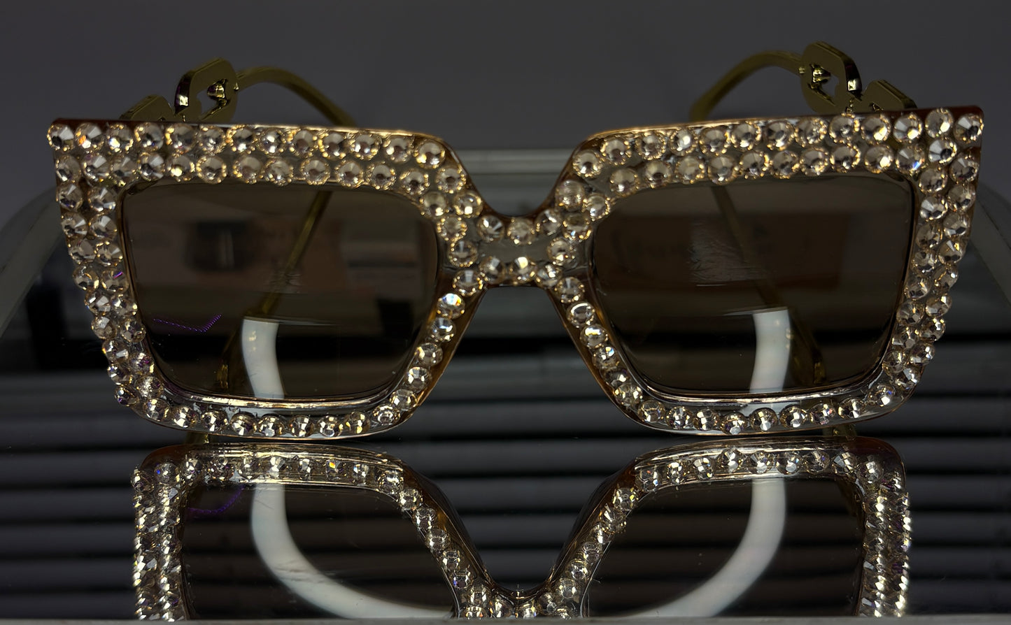 Brown Rhinestone Glasses