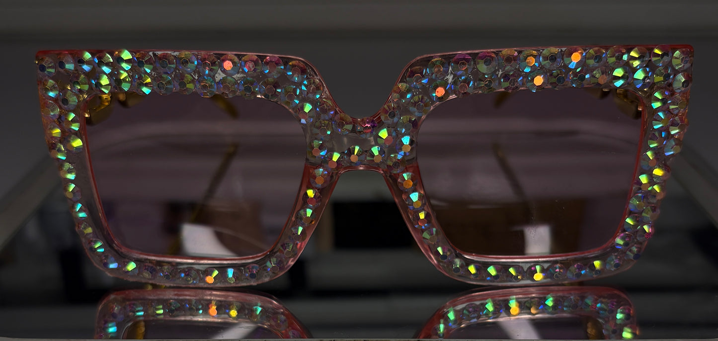 Soft Pink Rhinestone Glasses