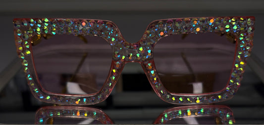 Soft Pink Rhinestone Glasses