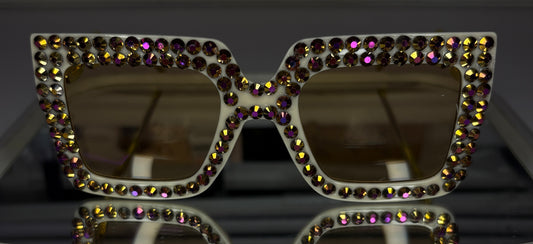 Cream Rhinestone Glasses