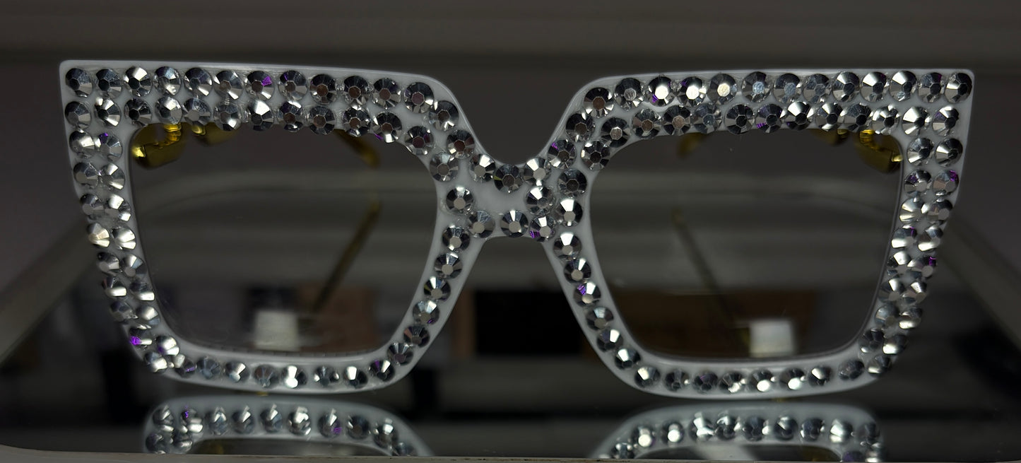 White Rhinestone Glasses